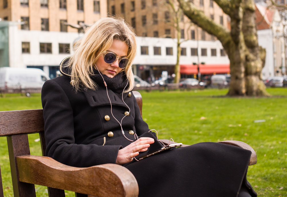 The Lady in Berkeley Square: This young lady granted permission for this photograph, taken at f/2 on the 35mm Summicron. I was surprised by the detail of the reflection in the sunglasses. This is cropped and shows how a 35mm lens on a full-frame sensor can produce acceptable results even at a 50mm or 75mm equivalent angle of view